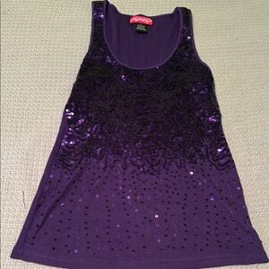 Apple Purple Sequin Sleeveless Tank Top